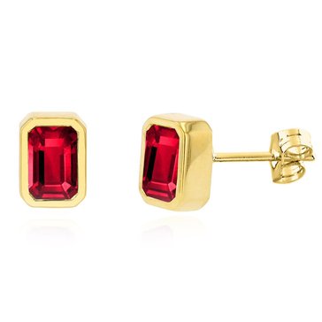 Created Ruby Octagon Bezel Stud