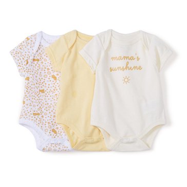 Wanderling Baby Girls Mammas Sunshine 3 Pack Short Sleeve Onesie Set