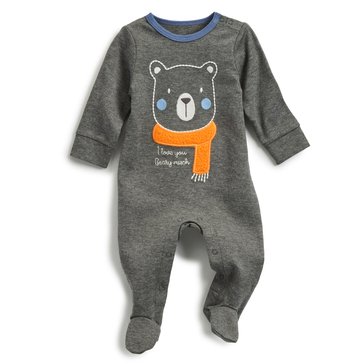 Wanderling Baby Boys Bear Embroidered Coverall