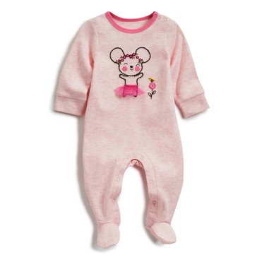 Wanderling Baby Girls Mouse Embroidered Coverall