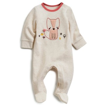 Wanderling Baby Girls Fox Embroidered Coverall