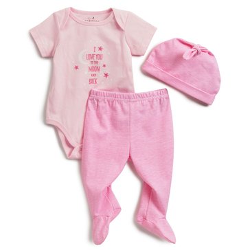 Wanderling Baby Girls' 3-Piece Layette Set with Hat