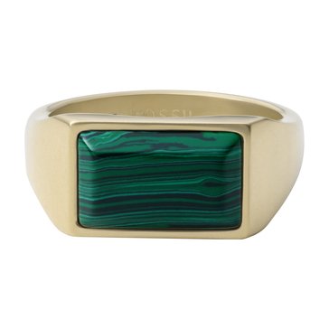 Fossil Men's All Stacked Up Reconstituted Malachite Signet Ring