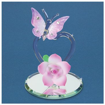 Glass Baron Butterfly Rose Heart Figurine