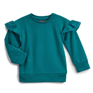 Liberty And Valor Toddler Girls Ruffle Sleeve Fleece Crew