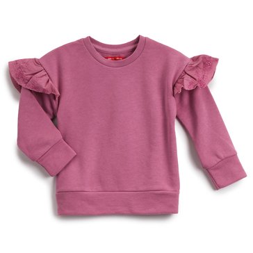 Liberty And Valor Little Girls Ruffle Sleeve Fleece Crew