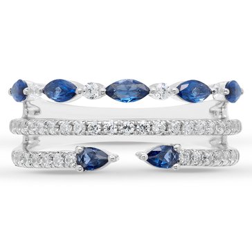 Natural Blue Sapphire & 1/3 cttw Diamond Stacked Ring