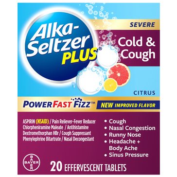 Alka-Seltzer Plus Severe Cold Cough PowerFast Fizz Citrus Effervescent Tablets