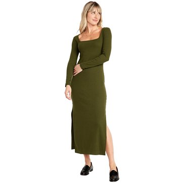 Old Navy Women's Long Sleeve Fitted Scoop Neck Midi Dress