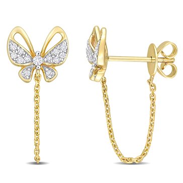 Sofia B. 1/7 cttw Diamond Butterfly Chain Link Earrings