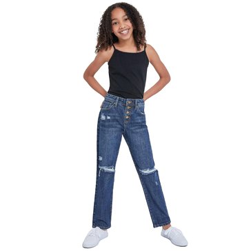 YMI Big Girls Destructed Straight Leg Jeans