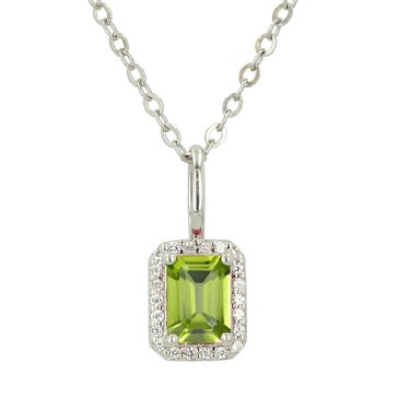 Peridot Octagon with White Topaz Cut Pendant