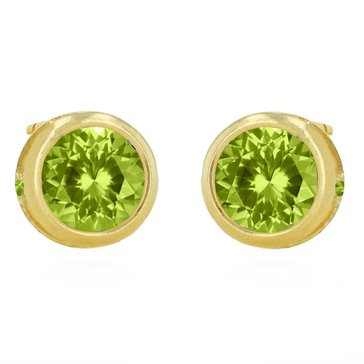 Peridot Round Bezel Stud Earrings