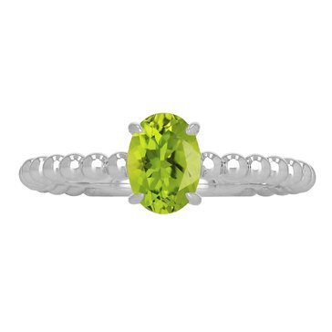 Peridot Oval Cut Beaded Ring