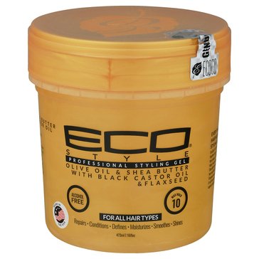 Ecoco Style Olive Oil, Shea Butter, Black Castor Oil and Flaxseed Professional Gold Styling Gel 16oz