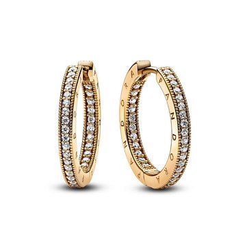 Pandora Signature Logo and Pave Hoop Earrings