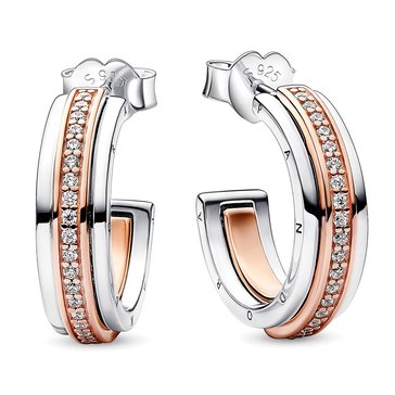 Pandora Signature Logo and Pave Hoop Earrings