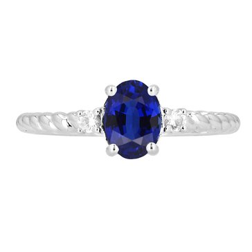 Created Sapphire Oval Cut Twist Detail Ring