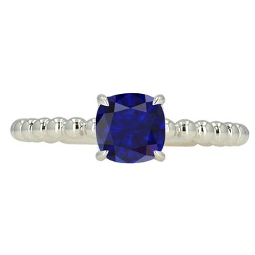 Created Sapphire Antique-Cut Beaded Ring