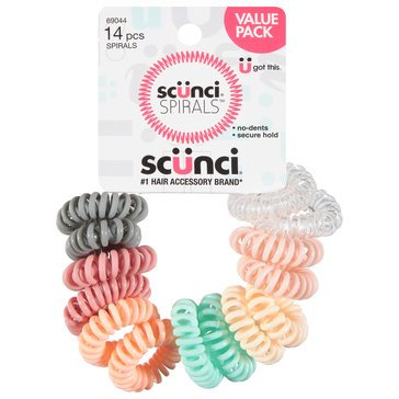 Scunci Savvy Value Spiral Matte Solid Ponytailers