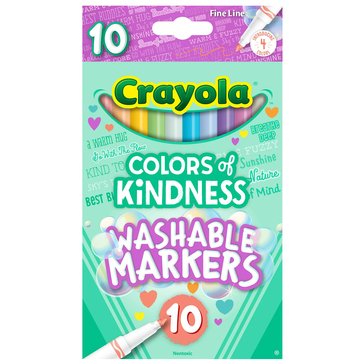 Crayola Colors of Kindness Fine Line Washable Markers, 10-Count