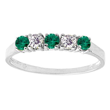 Created Emerald and White Topaz Ring