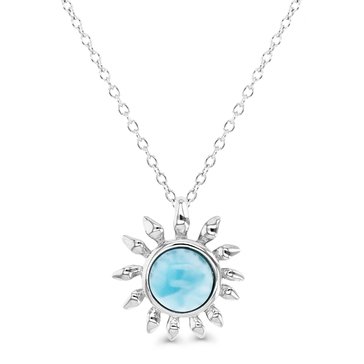 Bijoux Du Soleil Larimar Sunflower Pendant