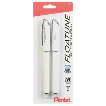 Pentel Floatune Black Medium Roller Ball Pen, 2-Pack