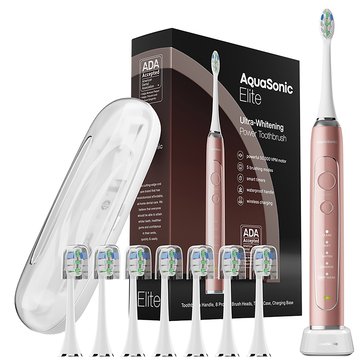 AquaSonic Elite Series Toothbrush with Brush Heads and Travel Case