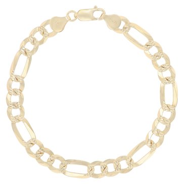 Figaro Diamond Cut Chain Bracelet, 7.5mm