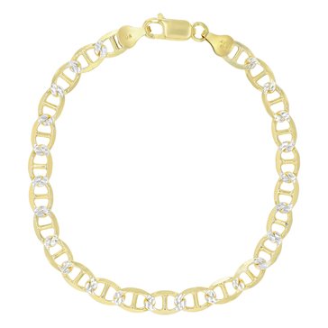 Two-Tone Mariner Diamond Cut Pave Chain Bracelet, 6mm