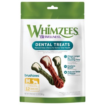 Whimzees Brushzees Natural Grain Free Medium Breed Dental Chews For Dogs