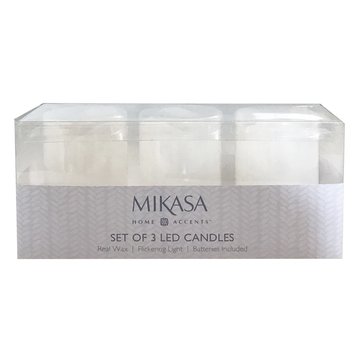 Mikasa Mini Wavy LED Wax Pillar, Set of 3