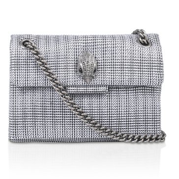 Kurt Geiger London Mini Kensington Metallic Fabric Silver Crossbody