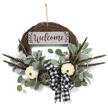 Gerson 21in Harvest Wreath with Sign