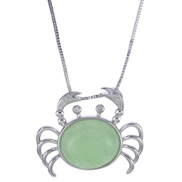 Imperial Dyed Green Jade and Diamond Crab Necklace