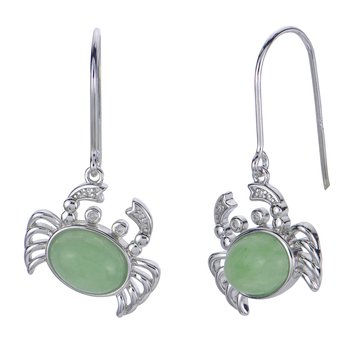 Imperial Dyed Green Jade and Diamond Crab Earrings