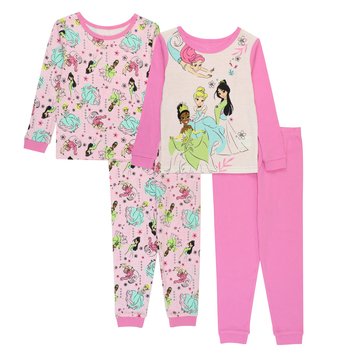 Disney Baby Girls' Princess Story 4-Piece Pajama Set