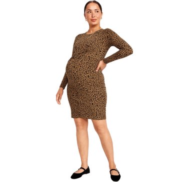 Old Navy Maternity Long Sleeve Twist Front Bodycon Leo Dress