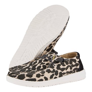 Hey Dude Women's Wendy Leopard Sparkle Slip On Casual Shoe