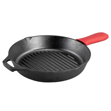 Lodge Round Grill Pan with Silicone Handle Holder