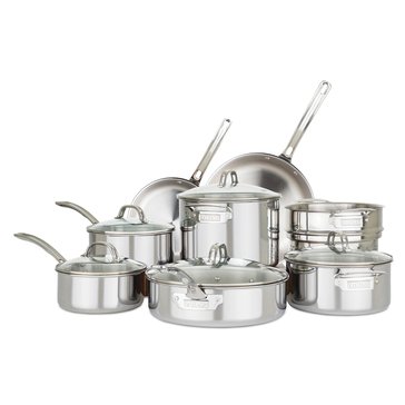 Viking 13-piece 3-Ply Stainless Steel Cookware Set with Glass Lids