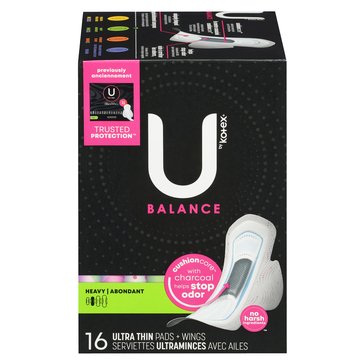 U by Kotex Super Premium Balance Heavy with Wings, 16-Count