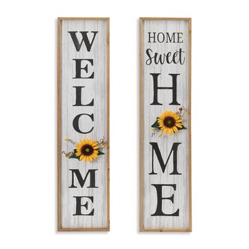 Gerson 48-Inch Wood Welcome Home Wall Decor with Sunflower, 2 assorted