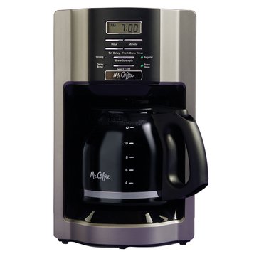 Mr. Coffee 12-Cup Programmable Coffeemaker Rapid Brew Brushed Metallic