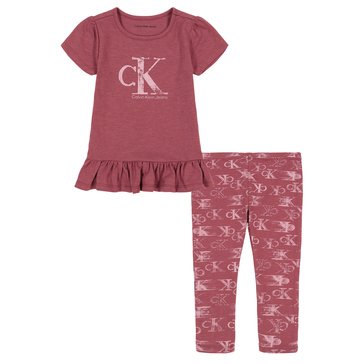 Calvin Klein Little Girls' Logo Slub Jersey Tunic Sets