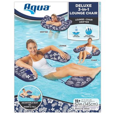 Aqua Leisure Deluxe 3-in-1 Lounge Chair Drifter Adult Pool Lounge