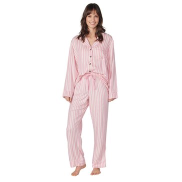 Yarn & Sea Women's Striped Notch Collar Packaged Sleep Set