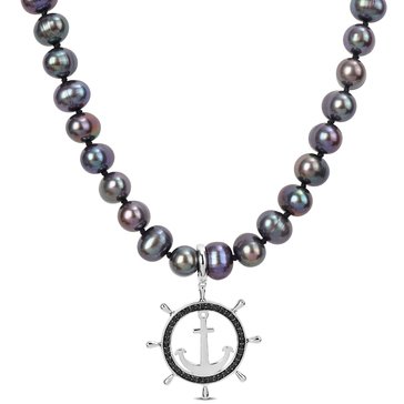 Sofia B. 1/3 cttw Black Diamond Freshwater Cultured Black Pearl Necklace