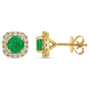 Sofia B. 1/4 cttw Diamond and 1 cttw Emerald Post Earrings